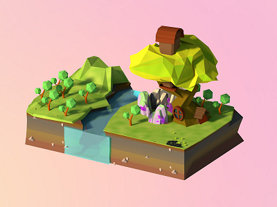 Tree House lowpoly tree house