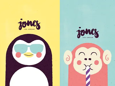 Jones #3 animals branddesign branding cute icecream illustration letters logo tiny vector