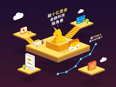 Illustration For 51 Credit 2d credit finance flat illustration unicorn