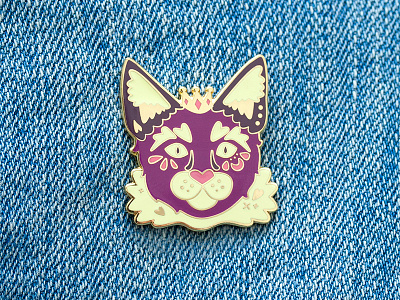 Malz Palz Purple Reign Cat Prince Enamel Pin animal cat crown enamel enamel pin hearts illustration kitty lapel pin malz palz prince vector