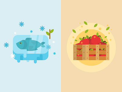 Food of north and south Russia apple fish flat food fresh icon leaf noeth russia south