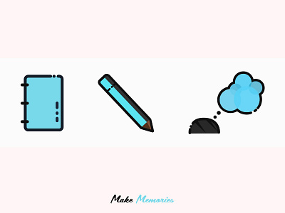 Make Memories diary flat icon illustration memories pencil story