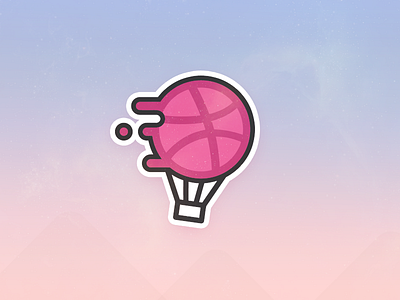 Flying Air Balloon air balloon balloon dribbble hot air balloon icon illustration sticker