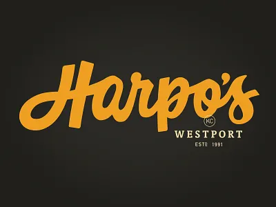 Harpo's KC bar branding color design kansas city kc lettering logo missouri restaurant script westport