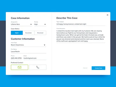 Create Case Form case clean create form inut ticket ui user input