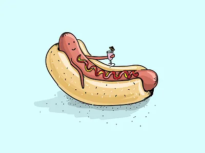 Chill Hot Dog cintiq hand drawn hot dog illustration