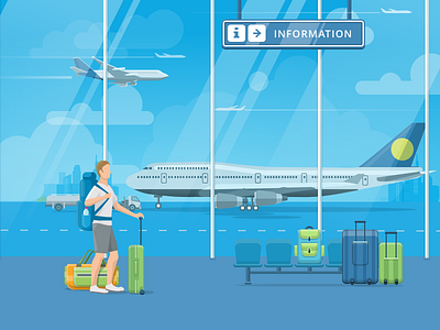 airport illustration airport flat illustration vector