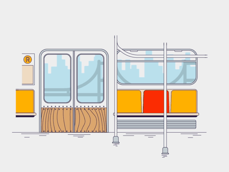 R Line Travel bridge brooklyn nyc financial district illustration metro motion graphics mta r line skyline subway travel wiggle effect