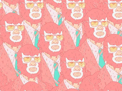 meaty mexican wrestler gang gang sign gangster illustration melting petter torgersen myhr wrestling mask