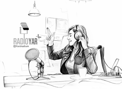 Illustration / RadioYar+ / Iranian Radio Station drawing illustration painting