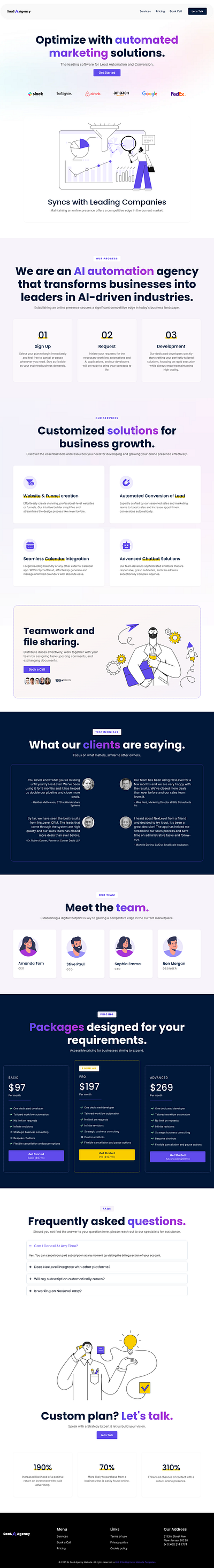 AI SaaS Agency Website template agency template ai saas agency website template design funnel design funnel template funnel theme ghl ghl template gohighlevel illustration ui