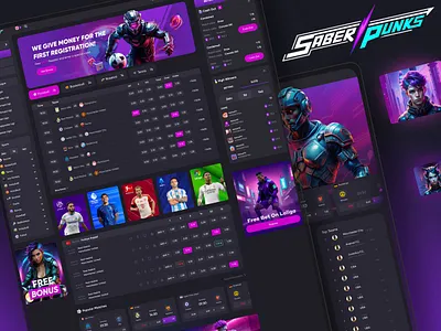 Saber Punks Casino&Betting Website Design betting casino design casinoux cyberpunk gaming cyberpunk style design figma design gambling game design gamedev illustration lime agency sportsbetting ui uiux