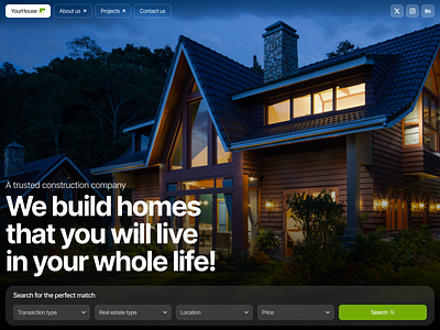 General screen for building company 🏡 building house landing landing page real estate web design