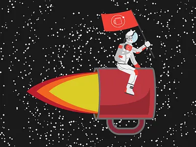 Murph! Muuuuurph, get the coffee. astronaut coffee flying illustration interstellar rocket space stars