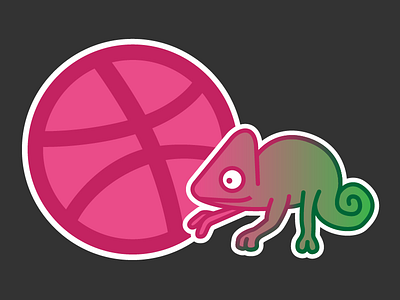 Keep Trying New Things chameleon contest dribbble green inspiration pink sticker stickermule