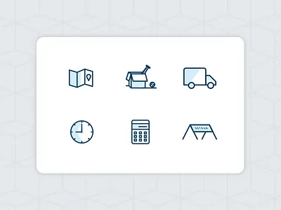 Moving Icons Go! box calculator icons moving time truck ui web webdesign