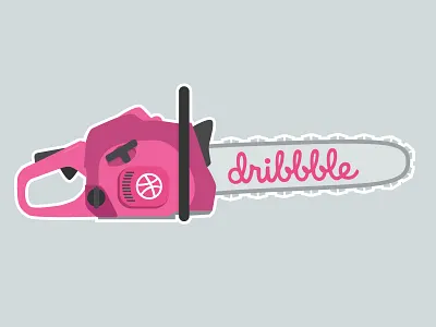 Cutting Through Creative Blocks chainsaw dribbbble illustration saw sticker mule