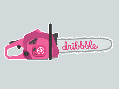 Cutting Through Creative Blocks chainsaw dribbbble illustration saw sticker mule