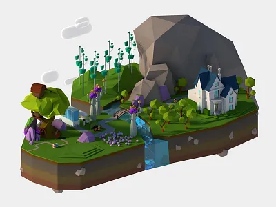 Countryside forest game art lowpoly nature