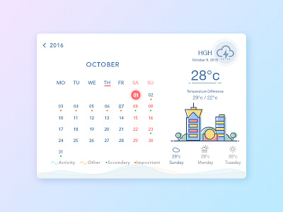 Calendar app dribbble ui ux weather