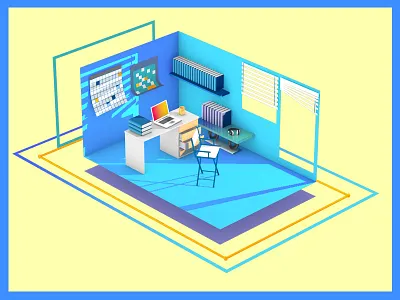 Workspace 3d artwork c4d cinema4d effect model mograph motion motion design render room workspace