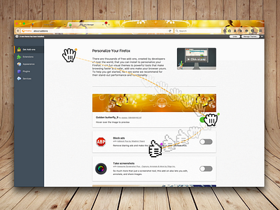 Firefox Add-ons Manager First-Time Experience Mocks add ons browser firefox first time internet mockups mozilla teaching tours tutorials ui ux