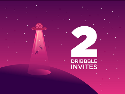 2 Free Dribbble Invites dribbble gradient illustration invite invites join people prospect ticket ufo