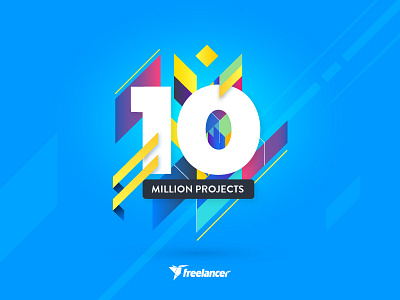 10 Million Projects 10 million announcement blue colorful freelancer freelancer.com geometric milestone vector