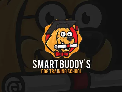 Smart Buddy Logo Mascot animal dog friends happy illustrative mascot pet school training