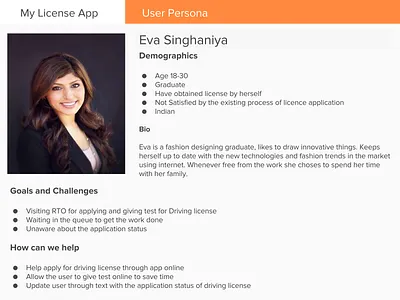 Primary Persona - My license app best design solution driving license india persona problem solving renew license user research ux design uxui