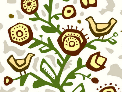 An element of Wall Painting Draft birds nature tree ukrainian wall