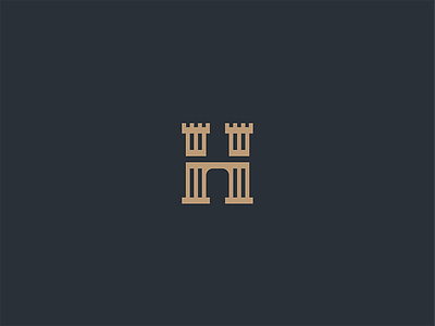 H Monogram castle citadel entrance fortress h letter lettermark stronghold tower