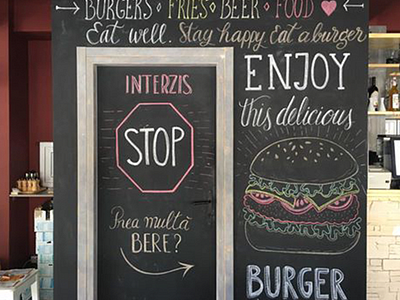 South Burger Chalk Lettering Wall burger chalk chalk lettering chalk wall delicious enjoy lettering letters south burger wall wall art wall design