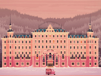 Grand Budapest Hotel art car folio art future grand budapest hotel graphic design hotel illustration travel