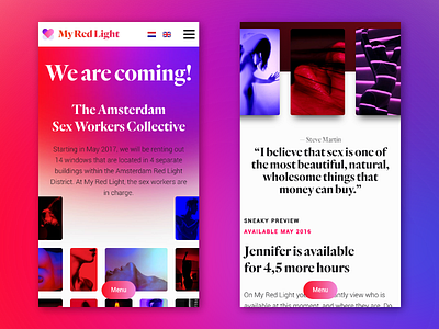 Mobile - My Red Light amsterdam design interaction mobile responsive sexy ui ux