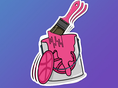 Dribbble Paint goo paint pink paintbrush sticker sticker mule