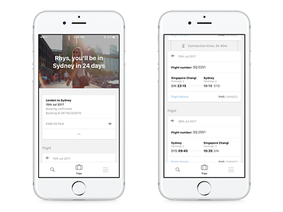 Flight details app flights native travel trips ui