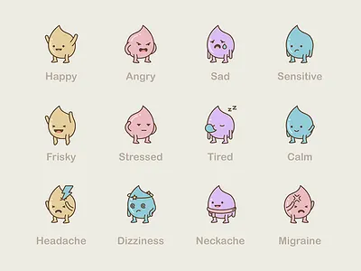 Stickers for Month Period Tracker 02 angry calm dizziness happy headache sad tired