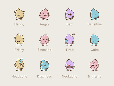 Stickers for Month Period Tracker 02 angry calm dizziness happy headache sad tired