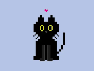 8-Britt 8 bit black cat cat love pets