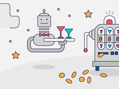 The Casino of the Future casino fun illustration robots vectors