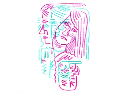 Show me the way. color illustration portrait woman