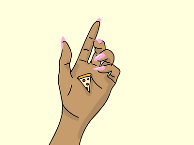Tiny Pizza delicate girl hand hand drawn pizza