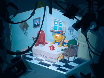 DHMIS art camera duck illustration interior kitchen kits light muppets puppet roy style