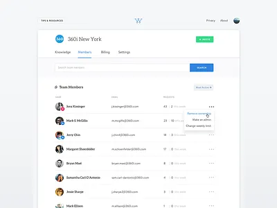 Wonder Team askwonder dashboard design product team ui ux