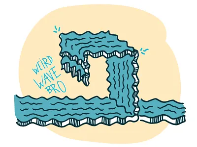 Weird Wave 2d businesscard drawing illustration moo ocean sea sketch surf surfing water wave