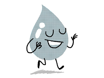 Water Guy cartoon droplet halftone illustration water water drop