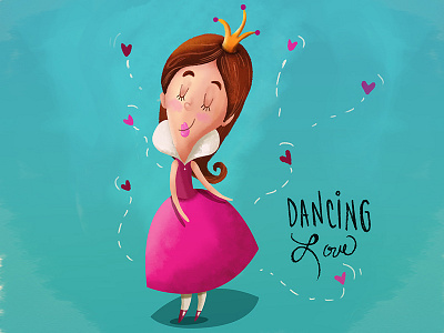 DANCING LOVE colorful fairy tale illustrations kids kids illustration love princess sketch