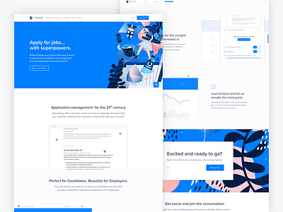 Presumi Redesign blue bold hero home interaction landing page pattern presumi simple style white