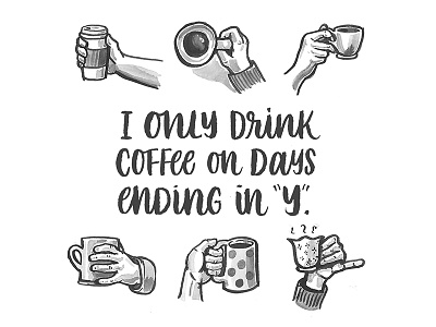 National Coffee Day coffee hand lettering illustrate illustration ink lettering painting watercolor